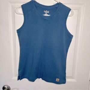 CARHARTT for Women's Size Medium (8-10) Blue 100% Cotton Sleeveless Tank Top